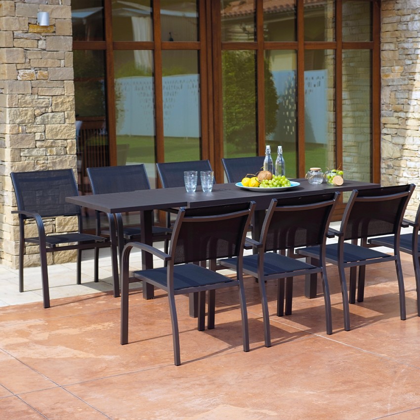 Nori tavolo allungabile per giardino 106-212x75cm moderno in alluminio