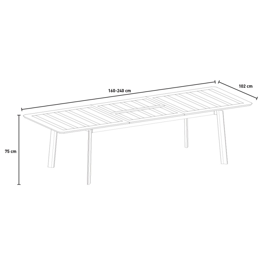 Kend tavolo da giardino esterno allungabile 160-240x102cm in alluminio