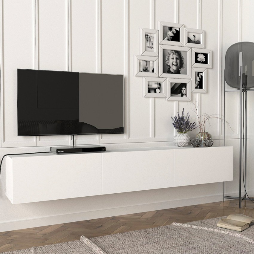 Meuble TV Suspendu 3 Portes 180cm Design Moderne Damla