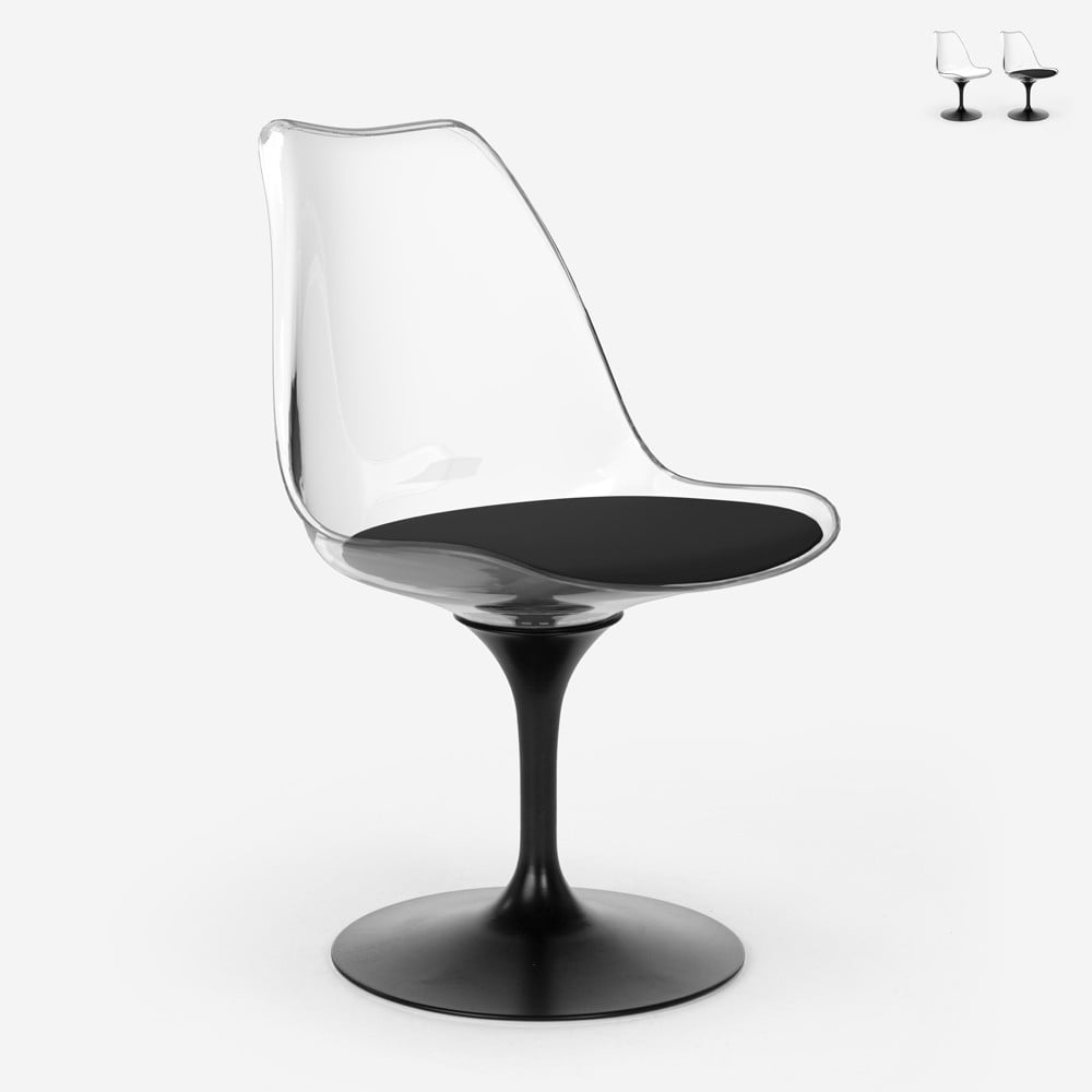 Sedia cucina design trasparente Goblet moderno nero cuscino Lupas Dark