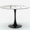 Set 4 sedie Tulipan bianco nero tavolo rotondo 120cm effetto marmo Lapis+ 