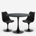 Set 2 sedie trasparente Tulipan tavolo cucina rotondo nero 80cm Almat Sconti