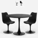 Set 2 sedie trasparente Tulipan tavolo cucina rotondo nero 80cm Almat Promozione