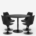 Set 4 sedie policarbonato nero tavolo cucina rotondo Tulipan 120cm Haki+ Catalogo