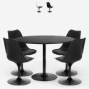 Set 4 sedie policarbonato nero tavolo cucina rotondo Tulipan 120cm Haki+ Vendita