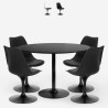 Set 4 sedie policarbonato nero tavolo cucina rotondo Tulipan 120cm Haki+