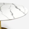 Set tavolo rotondo 80cm Tulipan effetto marmo dorato 2 sedie bianco Saidu 