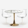 Set tavolo rotondo 80cm Tulipan effetto marmo dorato 2 sedie bianco Saidu Sconti