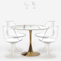 Set 4 sedie Tulipan bianco tavolo effetto marmo dorato rotondo 120cm Saidu+ Vendita