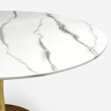 Set 4 sedie Tulipan bianco tavolo effetto marmo dorato rotondo 120cm Saidu+ 