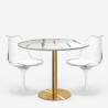 Set tavolo rotondo 80cm Tulipan marmo 2 sedie bianco trasparente Vixan Sconti
