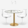 Set tavolo rotondo 80cm Tulipan marmo 2 sedie bianco trasparente Vixan Promozione