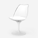 Set tavolo rotondo 80cm Tulipan marmo 2 sedie bianco trasparente Vixan Modello