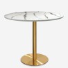 Set tavolo rotondo 80cm Tulipan marmo 2 sedie bianco trasparente Vixan 