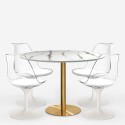 Set tavolo Tulipan bianco effetto marmo 120cm dorato 4 sedie Vixan+ Catalogo