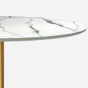Set tavolo Tulipan bianco effetto marmo 120cm dorato 4 sedie Vixan+ 