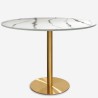 Set tavolo Tulipan bianco effetto marmo 120cm dorato 4 sedie Vixan+ 