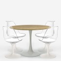 Set 4 sedie bianco trasparente tavolo Tulipan legno rotondo 120cm Meis+ Sconti