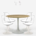 Set 4 sedie bianco trasparente tavolo Tulipan legno rotondo 120cm Meis+ Promozione