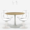 Set 4 sedie bianco trasparente tavolo Tulipan legno rotondo 120cm Meis+