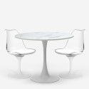 Set tavolo rotondo 80cm Tulipan effetto marmo 2 sedie bianco nero Liwat Saldi
