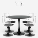 Set 4 sedie Tulipan tavolo rotondo 120cm bianco nero effetto marmo Liwat+ Promozione