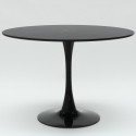 Set 4 sedie Tulipan tavolo rotondo 120cm bianco nero effetto marmo Liwat+ 