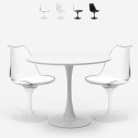 Set 2 sedie Tulipan trasparente bianco nero tavolo rotondo 60cm Nuit Promozione