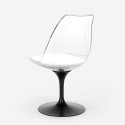 Set 2 sedie policarbonato bianco nero tavolo rotondo Tulipan 80cm Raxos 