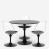 Set tavolo Tulipan rotondo 90cm bianco nero 3 sedie trasparente Wasen Modello