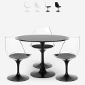 Set tavolo Tulipan rotondo 90cm bianco nero 3 sedie trasparente Wasen Promozione