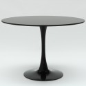 Set tavolo pranzo stile Tulipan rotondo 120cm 4 sedie bianco nero Balmen 