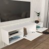 Mobile soggiorno porta TV sospeso bianco 2 ante 160x30x33cm Dione Stock
