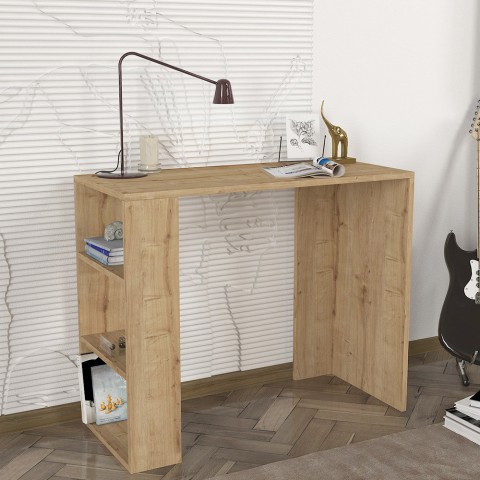 Scrivania studio ufficio 3 scaffali 90x40x74cm moderno in legno Netenya Promozione