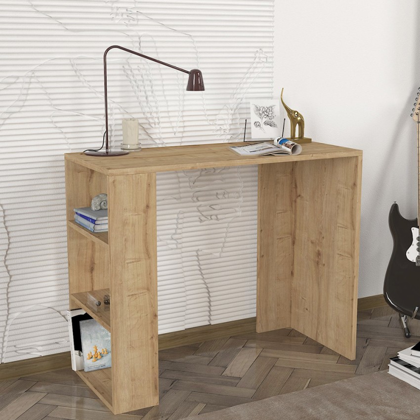Netenya scrivania studio ufficio 3 scaffali 90x40x74cm moderno in