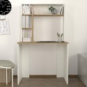 Scrivania ufficio 90x45x148cm bianco legno con libreria scaffali Ester Sconti