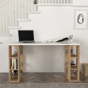 Scrivania studio ufficio bianco legno 6 scaffali 140x60x75cm Leonardo Sconti