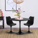 Set 2 sedie trasparente Tulipan tavolo cucina rotondo nero 80cm Almat Offerta