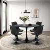 Set tavolo rotondo 120cm nero 4 sedie stile Tulipan trasparente Almat+ Saldi