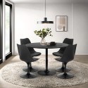 Set 4 sedie policarbonato nero tavolo cucina rotondo Tulipan 120cm Haki+ Saldi