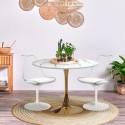 Set tavolo rotondo 80cm Tulipan effetto marmo dorato 2 sedie bianco Saidu Offerta
