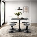 Set 4 sedie Tulipan tavolo rotondo 120cm bianco nero effetto marmo Liwat+ Offerta