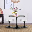 Set 2 sedie policarbonato bianco nero tavolo rotondo Tulipan 80cm Raxos Sconti