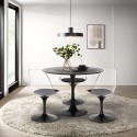 Set tavolo Tulipan rotondo 90cm bianco nero 3 sedie trasparente Wasen Sconti