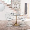 Set 4 sedie Tulipan bianco tavolo effetto marmo dorato rotondo 120cm Saidu+ Saldi