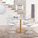 Set tavolo Tulipan bianco effetto marmo 120cm dorato 4 sedie Vixan+ Saldi
