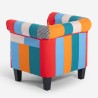 Poltrona patchwork pozzetto in tessuto multicolore design moderno Caen Offerta