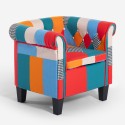 Poltrona patchwork pozzetto in tessuto multicolore design moderno Caen Vendita