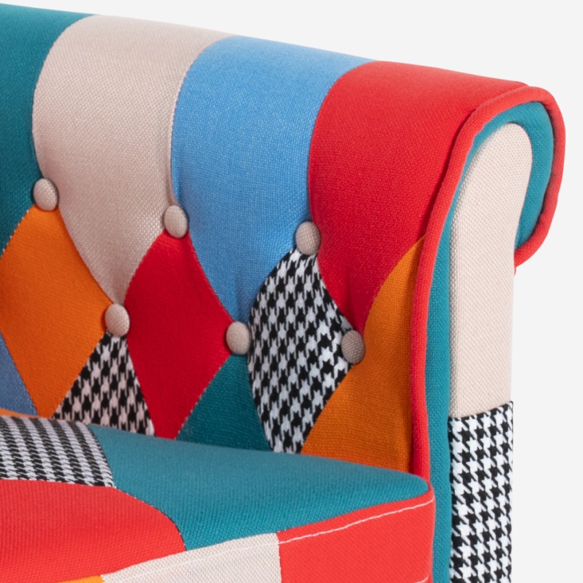 Poltrona Patchwork Pozzetto In Tessuto Multicolore Design Moderno Caen