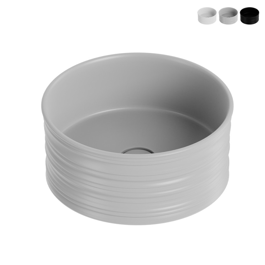 Lavandino bagno lavabo da appoggio rotondo 40x18cm ceramica opaco Nordic Vendita Lavandino bagno lavabo da appoggio rotondo 40x18cm ceramica opaco Nordic Vendita